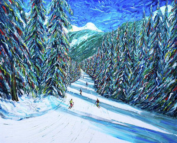 Ski Art Print featuring the painting Morzine Ski Print from Portes Du Soleil by Pete Caswell