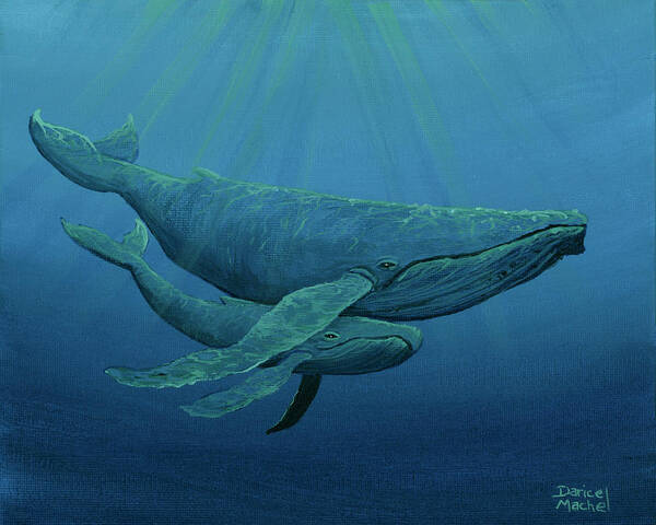 Animal Art Print featuring the painting Mother and Baby Humpback by Darice Machel McGuire