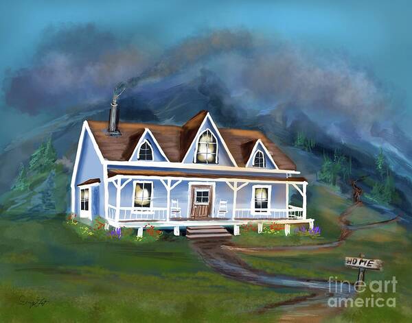 Cabin Art Print featuring the digital art Mountain Home by Doug Gist