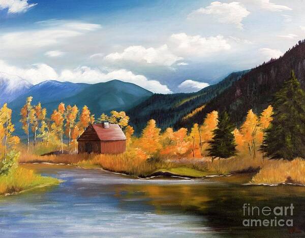 Mountains Art Print featuring the painting Mountain Lake by Wendy Golden