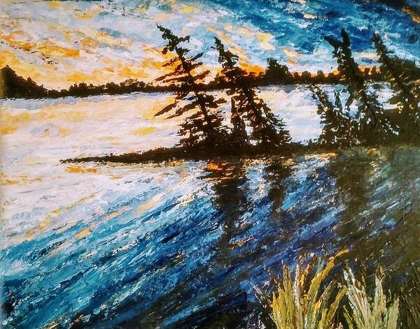 Muskoka Art Print featuring the painting Muskoka Sunrise by Lynne McQueen