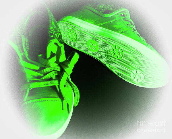 Sneakers Art Print featuring the mixed media My green Sneakers by Eva-Maria Di Bella
