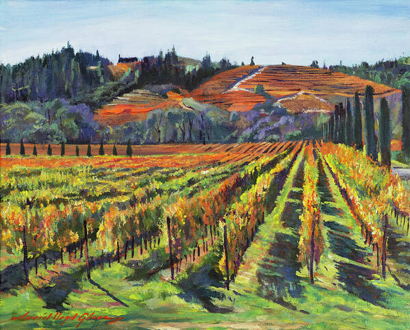 Vineyards Art Print featuring the painting Napa Cabernet Harvest by David Lloyd Glover