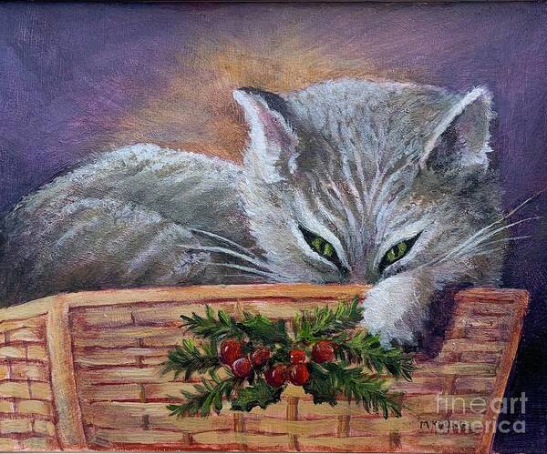 Kitten Art Print featuring the painting Naughty and nice. by Marilyn Young