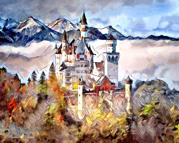 Castle Art Print featuring the digital art Neuschwanstein Castle by Pennie McCracken