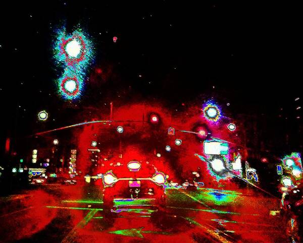 Night Art Print featuring the photograph Night Street Abstract by Andrew Lawrence