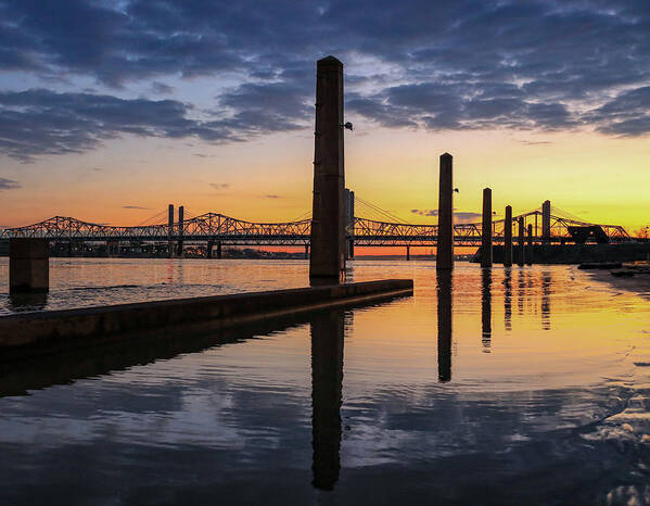 Louisville Dawn Art Print featuring the photograph Ohio River Sunrise In Louisville by Dan Sproul