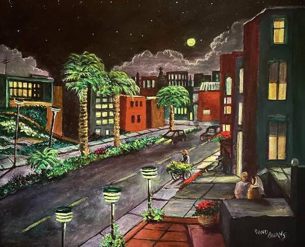Mexico Art Print featuring the painting One Night in Puebla Mexico by Rand Burns