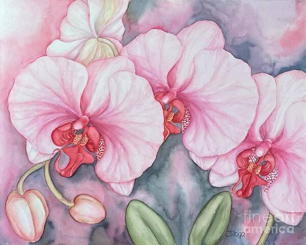 Orchids Art Print featuring the painting Orchids, middle of winter by Inese Poga
