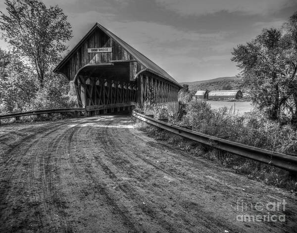Black & White Art Print featuring the photograph Orne Covered Bridge in Monochrome by Steve Brown