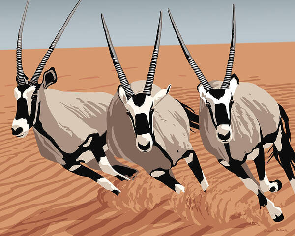 Nikita Coulombe Art Print featuring the painting Oryxes by Nikita Coulombe