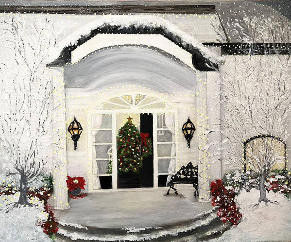 Home Art Print featuring the painting Our Christmas Dreamhome by Juliette Becker