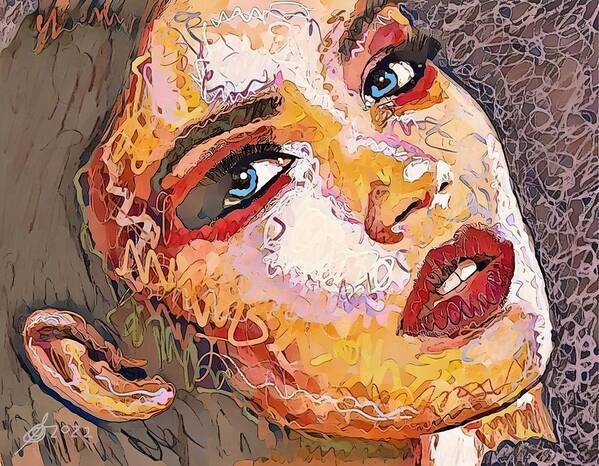 Woman Art Print featuring the digital art Painted Face by Sol Luckman