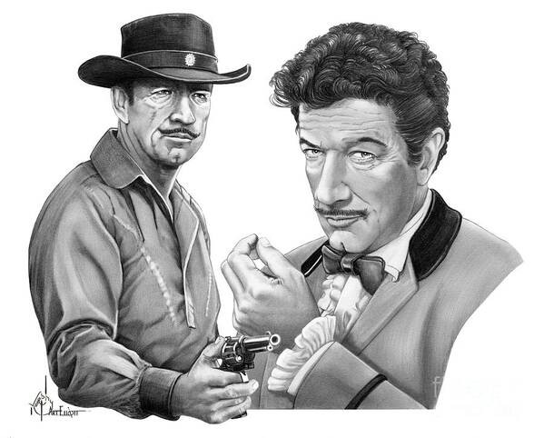 Pencil Art Print featuring the drawing Paladin-Have Gun Will Travel by Murphy Elliott
