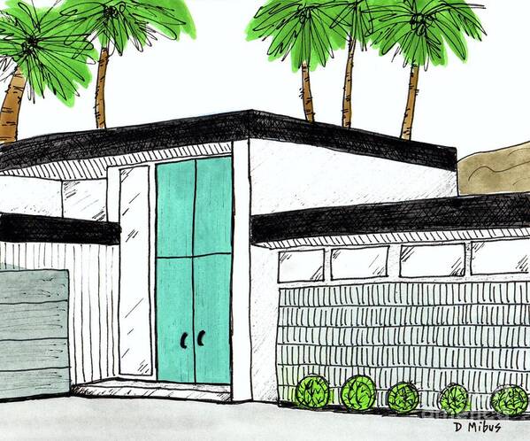 Palm Springs Home Art Print featuring the painting Palm Springs House Front Door 1 by Donna Mibus