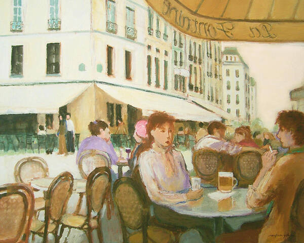 Cafe Art Print featuring the painting Paris Cafe by J Reifsnyder