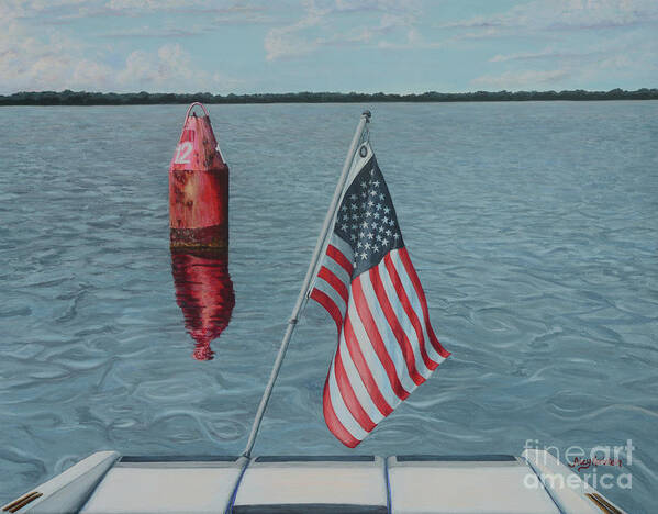 Aicy Karbstein Art Print featuring the painting Passing Channel Marker 12 Potomac River by Aicy Karbstein