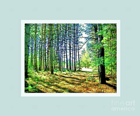 Woods Art Print featuring the photograph Pine Tree Path by Shirley Moravec