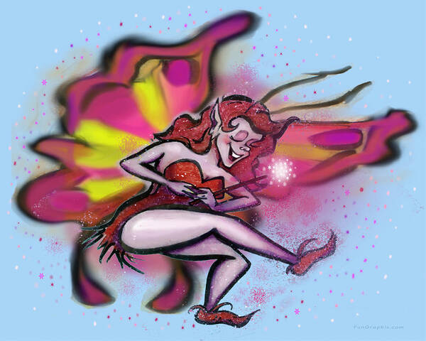 Pink Art Print featuring the digital art Pink Faerie by Kevin Middleton