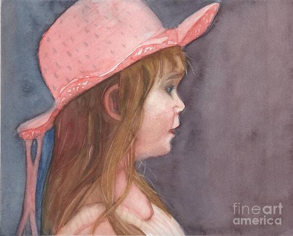 Child With Hat Art Print featuring the painting Pink Hat by Vicki B Littell