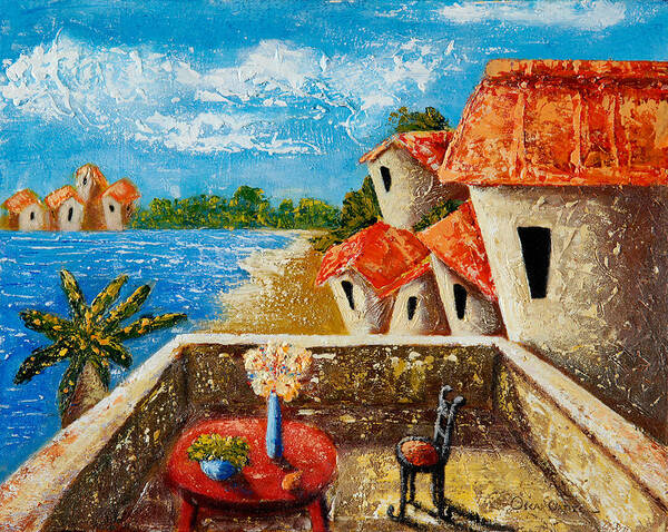 Landscape Art Print featuring the painting Playa Gorda by Oscar Ortiz