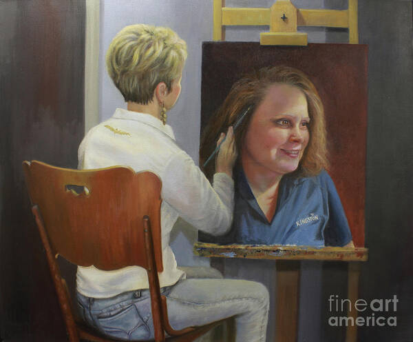 Artist Painting A Model Art Print featuring the painting Portrait of Anita by Terri Meyer by Terri Meyer