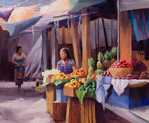 Market Art Print featuring the painting Preparing for the Market by Jordan Henderson