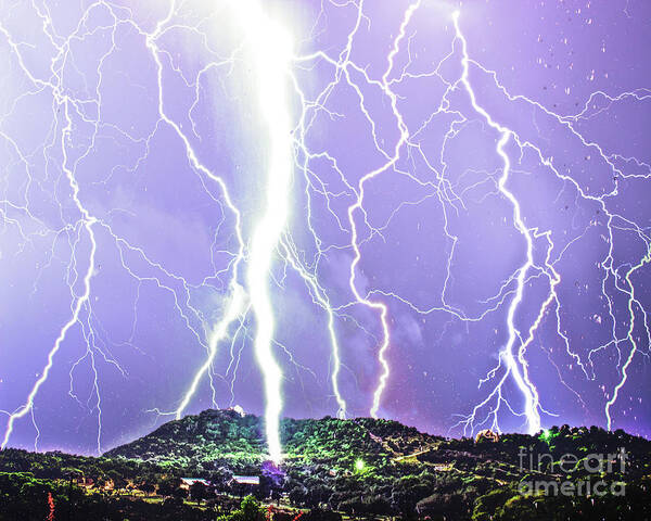 Purple Rain Lightning Art Print featuring the photograph Purple Rain Lightning by Michael Tidwell