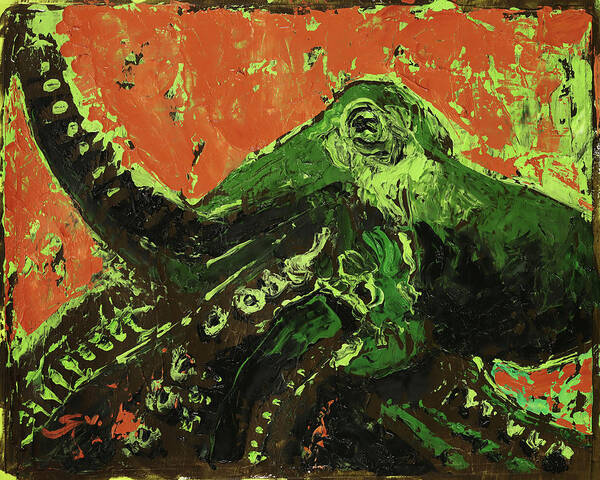 Octopus Art Print featuring the painting Radioactive Octopus by Sv Bell