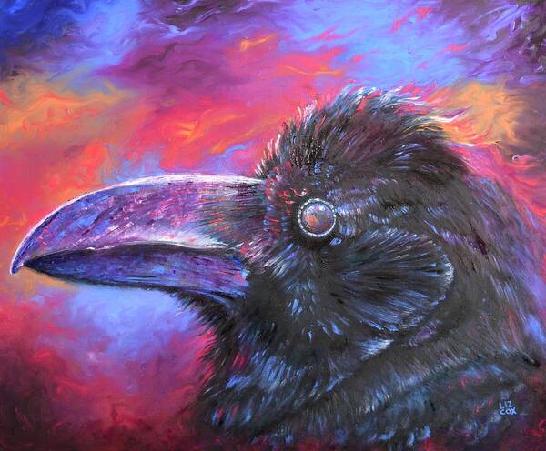 Raven Art Print featuring the painting Raven Storm by Elizabeth Cox
