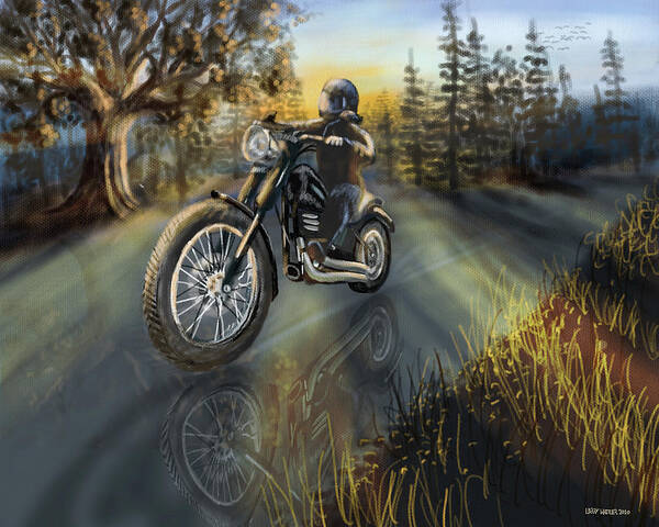 Motorcycle Art Print featuring the digital art Riding by Larry Whitler