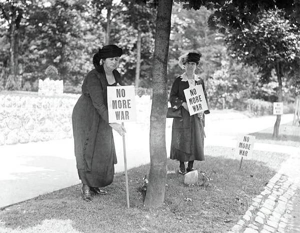 Roadside Picketers With Signs No More War Art Print featuring the photograph Roadside Picketers with Signs No More War, USA, circa 1922 by Harris and Ewing
