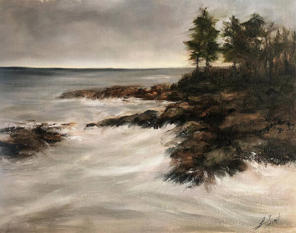 Landscape Art Print featuring the painting Rocky Shore by Lindsay Frost
