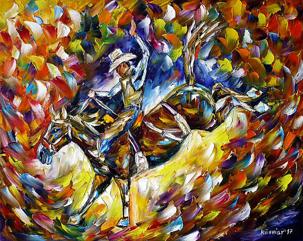 Cowboy Painting Art Print featuring the painting Rodeo II by Mirek Kuzniar