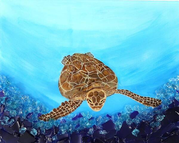  Art Print featuring the painting Sea Turtle by Jenn C Lindquist