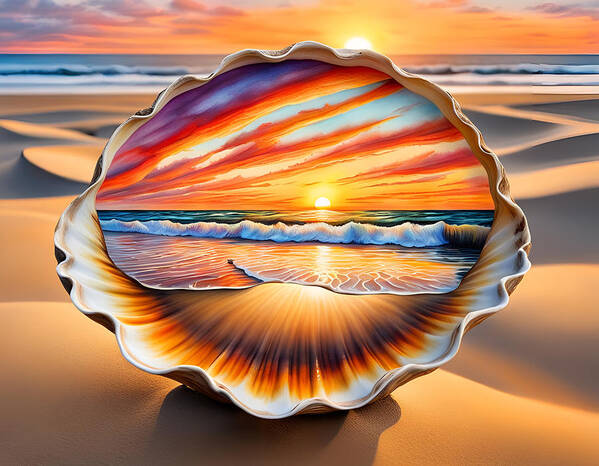 Seashell Art Print featuring the photograph Seashell Canvas by Cate Franklyn