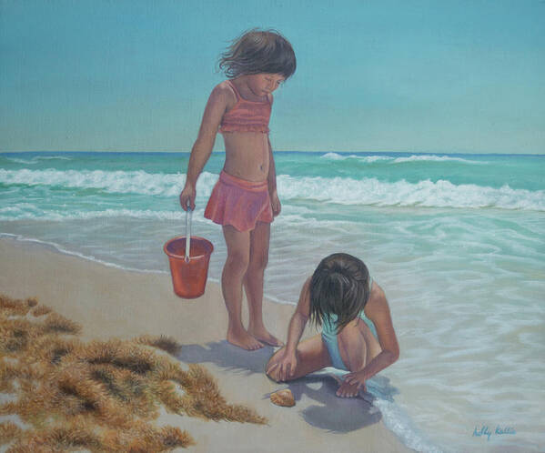 Seashore Art Print featuring the painting Seaside Sisters by Holly Kallie