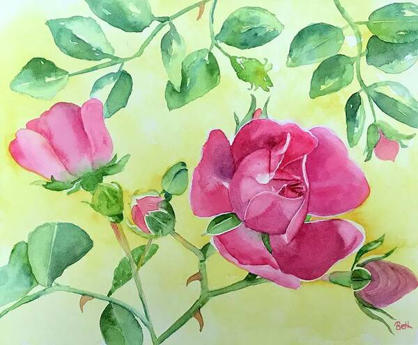 Rose Art Print featuring the painting Seven Sisters by Beth Fontenot