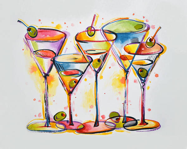 Martinis Art Print featuring the painting Shaken, Not Stirred by Amy Giacomelli