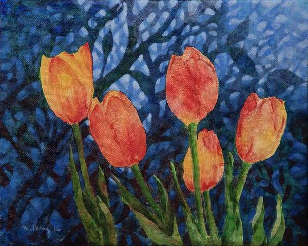 Tulips Art Print featuring the painting Shimmering Light by Milly Tseng