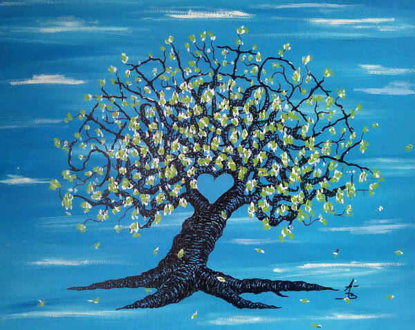 Aspire Art Print featuring the drawing Simplicity Love Tree by Aaron Bombalicki