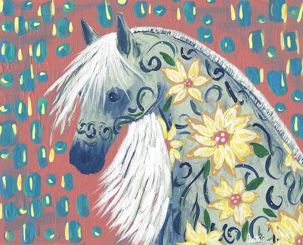 Whimsical Horse Art Print featuring the painting Sitting Pretty by Charlotte Gac