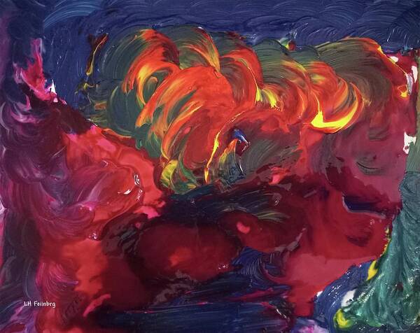 Abstract Art Print featuring the painting Soul Afire by Linda Feinberg