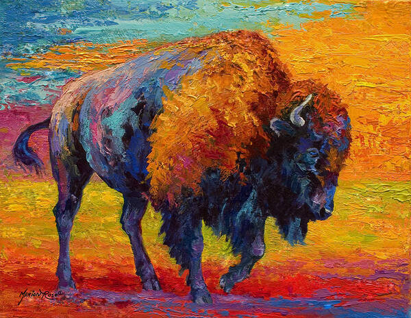 Bison Art Print featuring the painting Spirit Of The Prairie by Marion Rose