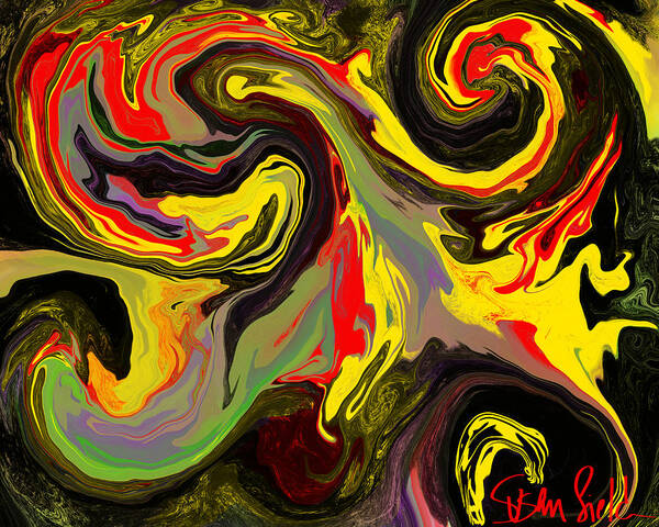 Go With The Flow Art Print featuring the digital art Sporadic Excitement by Susan Fielder