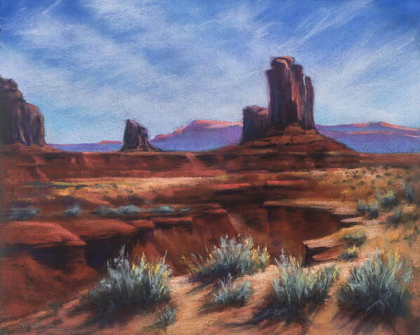 Monument Valley Art Print featuring the pastel Spring Sage by Marjie Eakin-Petty