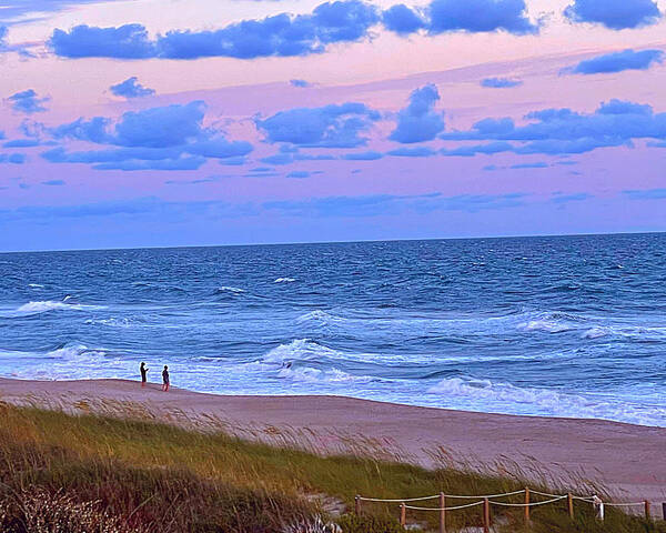 Beach Art Print featuring the photograph Stroll on the Beach at Sundown by Lee Darnell