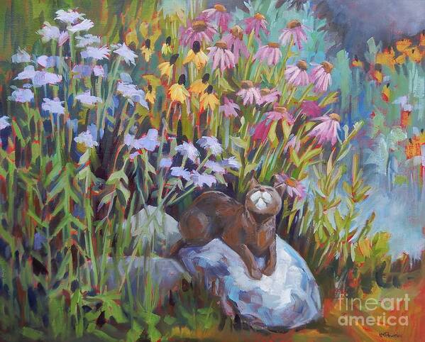 Cat Art Print featuring the painting Summer Admiration by K M Pawelec