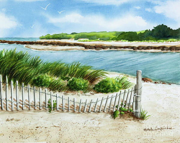 Summer At Sesuit Harbor Cape Cod Art Print featuring the painting Summer at Sesuit Harbor Cape Cod by Michelle Constantine