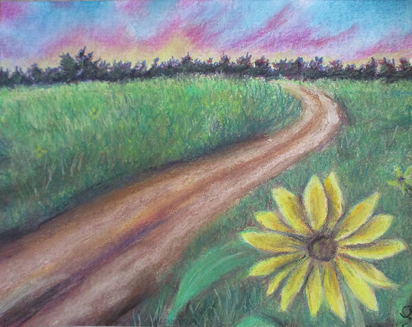 Sunflower Art Print featuring the painting Sunflower Way by Jen Shearer